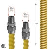 Flextron Gas Line Hose 1/2'' O.D.x72'' Len 1/2" MIP Fittings Yellow Coated Stainless Steel Flexible Connector FTGC-YC38-72A